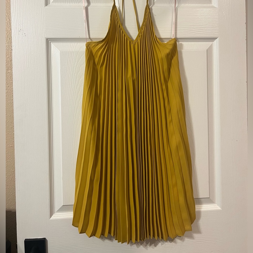 Mustard Yellow Pleated Dress